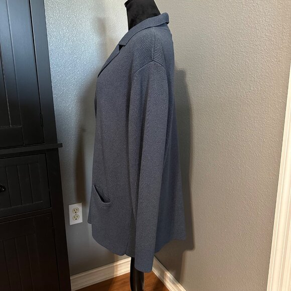 Worthington Womens Tall Large Blue Button‎ Up Cardigan Sweater Long Sleeve Retro - Picture 2 of 7